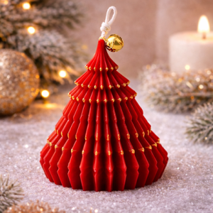 Vela Árbol Origami Rojo