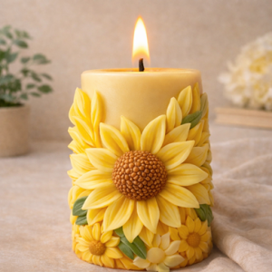 Vela Girasol Con Flores